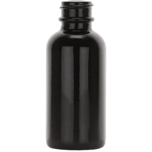 1 Oz Black Boston Round Glass Bottle 20/400