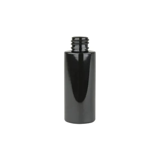 2 Oz Black Cylinder Bottle Shiny 20/410