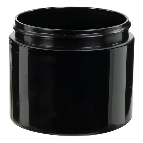 4 Oz Black Shiny Double Wall Round Jar 70-400 (Straight Sided)