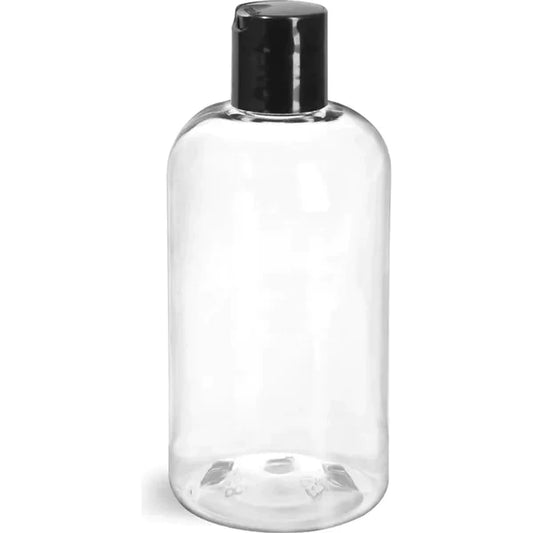 Clear 8 Oz Boston Round Bottle (tall) with Black Push Cap