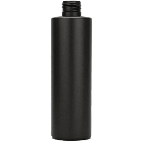 Matte Black 8 Oz Cylinder Bottle with Black Push Cap 24/410