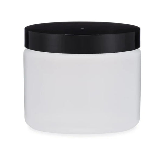 White 2 Oz Double Wall Jar with Black or White Lid (58-400)