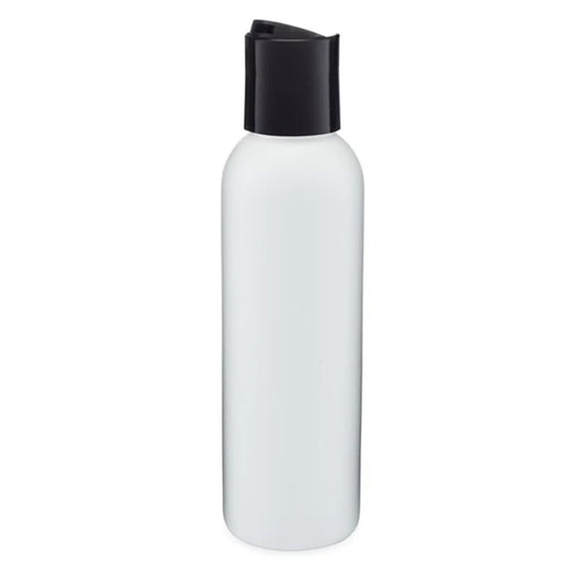 White 4 Oz Bullet Bottle with Black or White Push Cap (20-410)