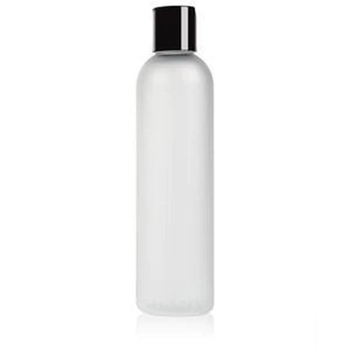 White 8 Oz Bullet Bottle With Black or White Push Cap 24-410