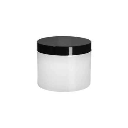 white 8 Oz Double Wall Jar W/Black Lids 50Pk